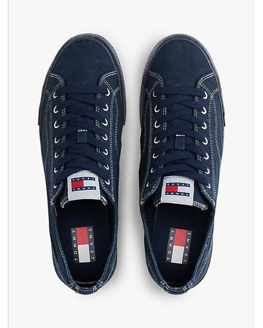 Tommy Hilfiger Blue Archive Flag Stripe Washed Canvas Trainers for men