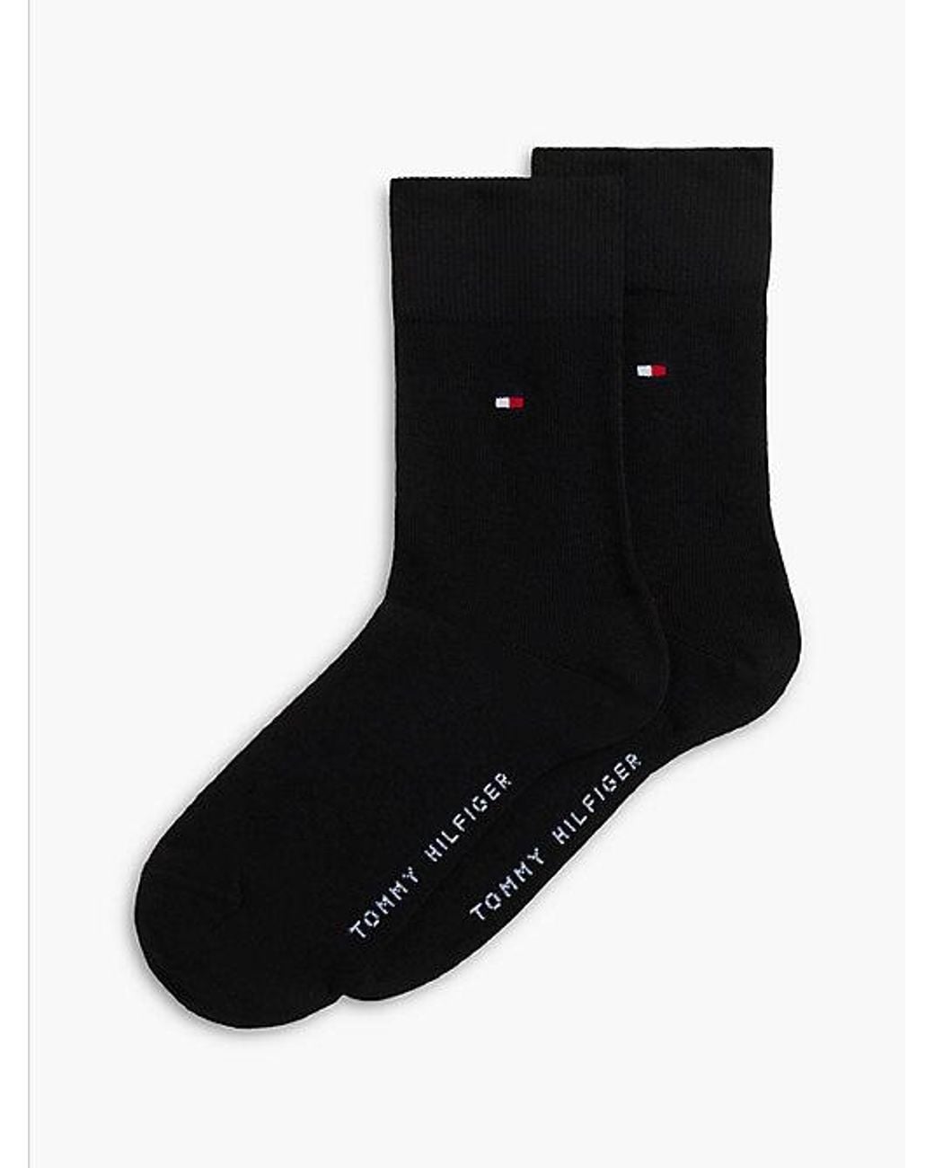 Tommy Hilfiger Black 2 Pack Flag Embroidery Ankle Socks