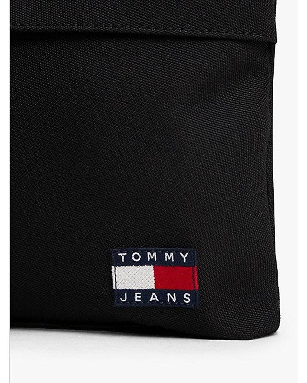 Tommy Hilfiger Black Essential Repeat Logo Crossbody Sacoche Bag for men