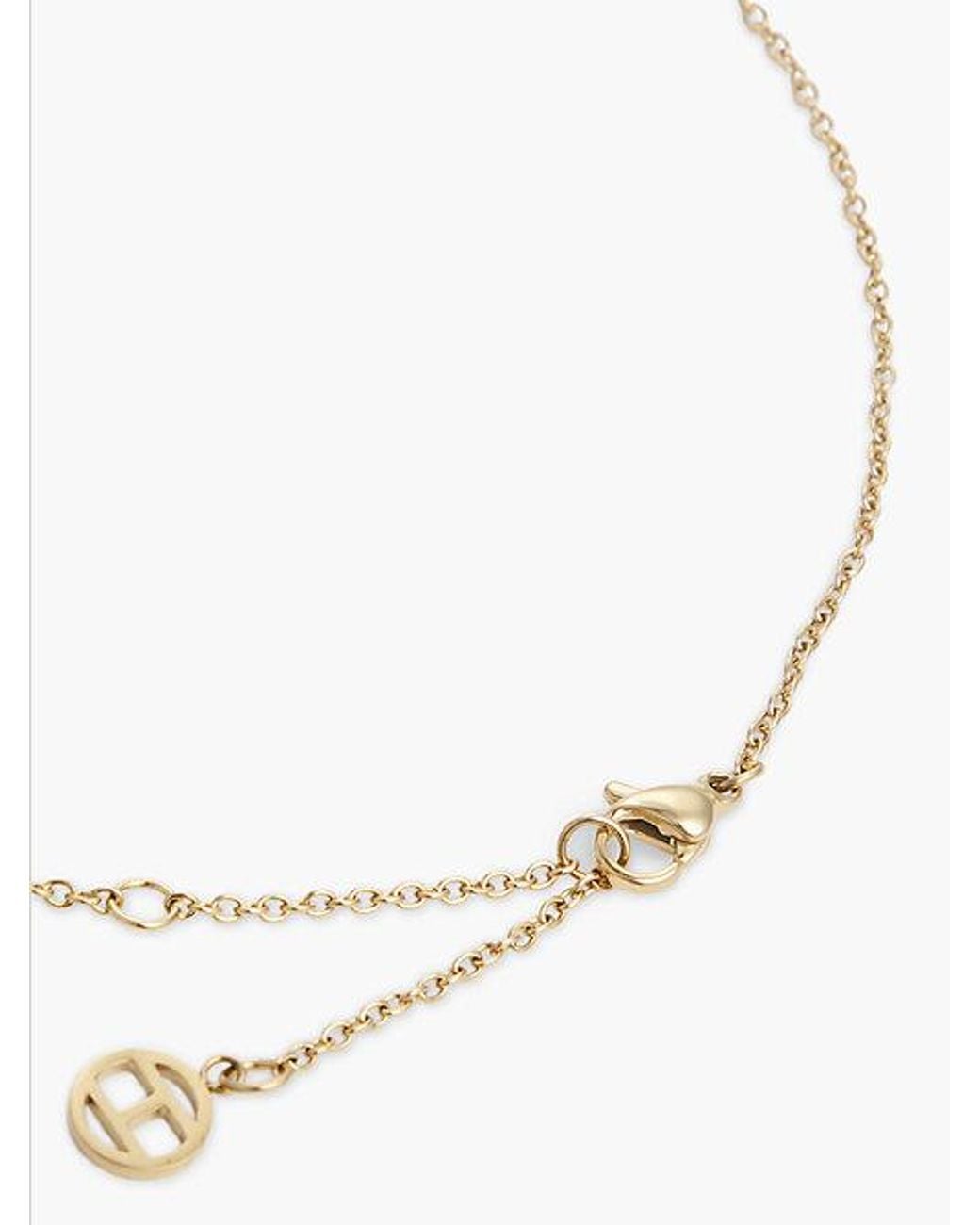 Tommy Hilfiger White Plated Stainless Steel Pavé Crystal Necklace