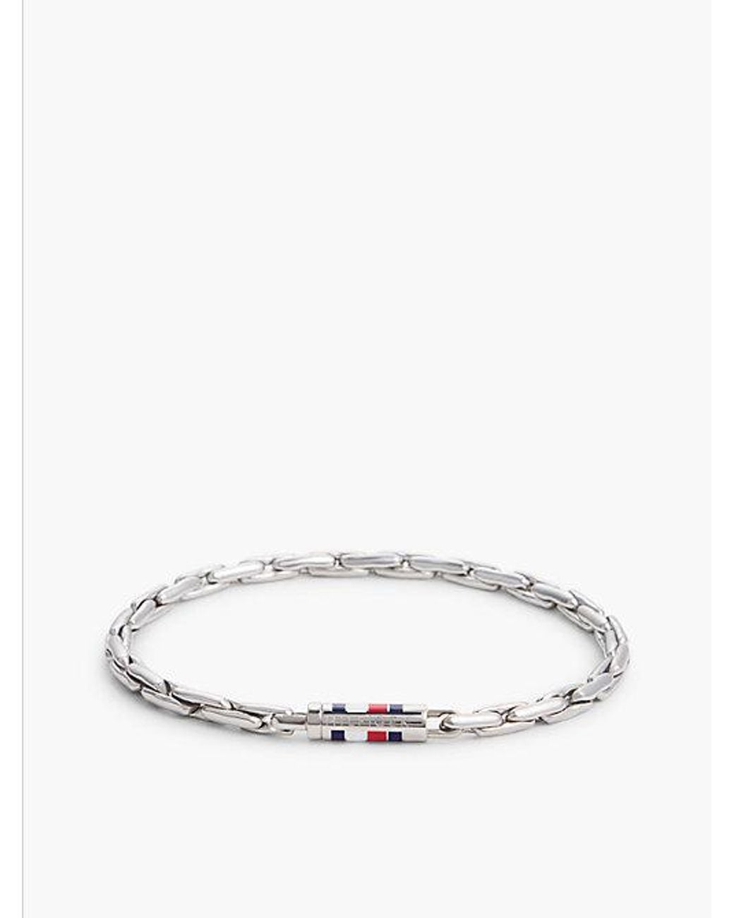 Tommy Hilfiger White Stainless Steel Box Chain Bracelet for men