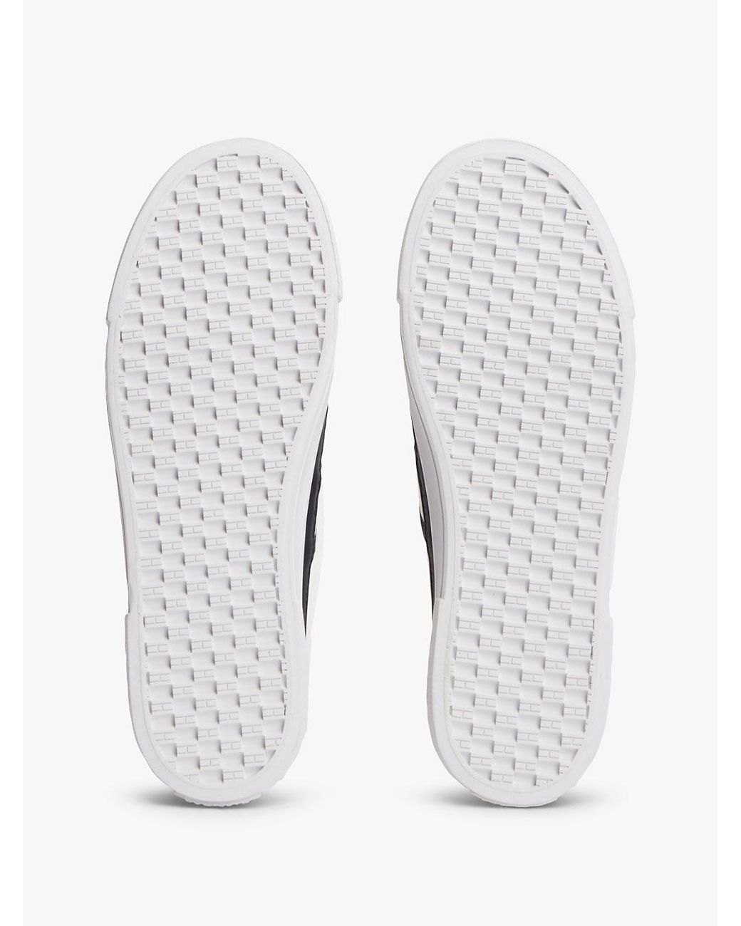 Tommy Hilfiger White Contrast Piping Canvas Platform Trainers