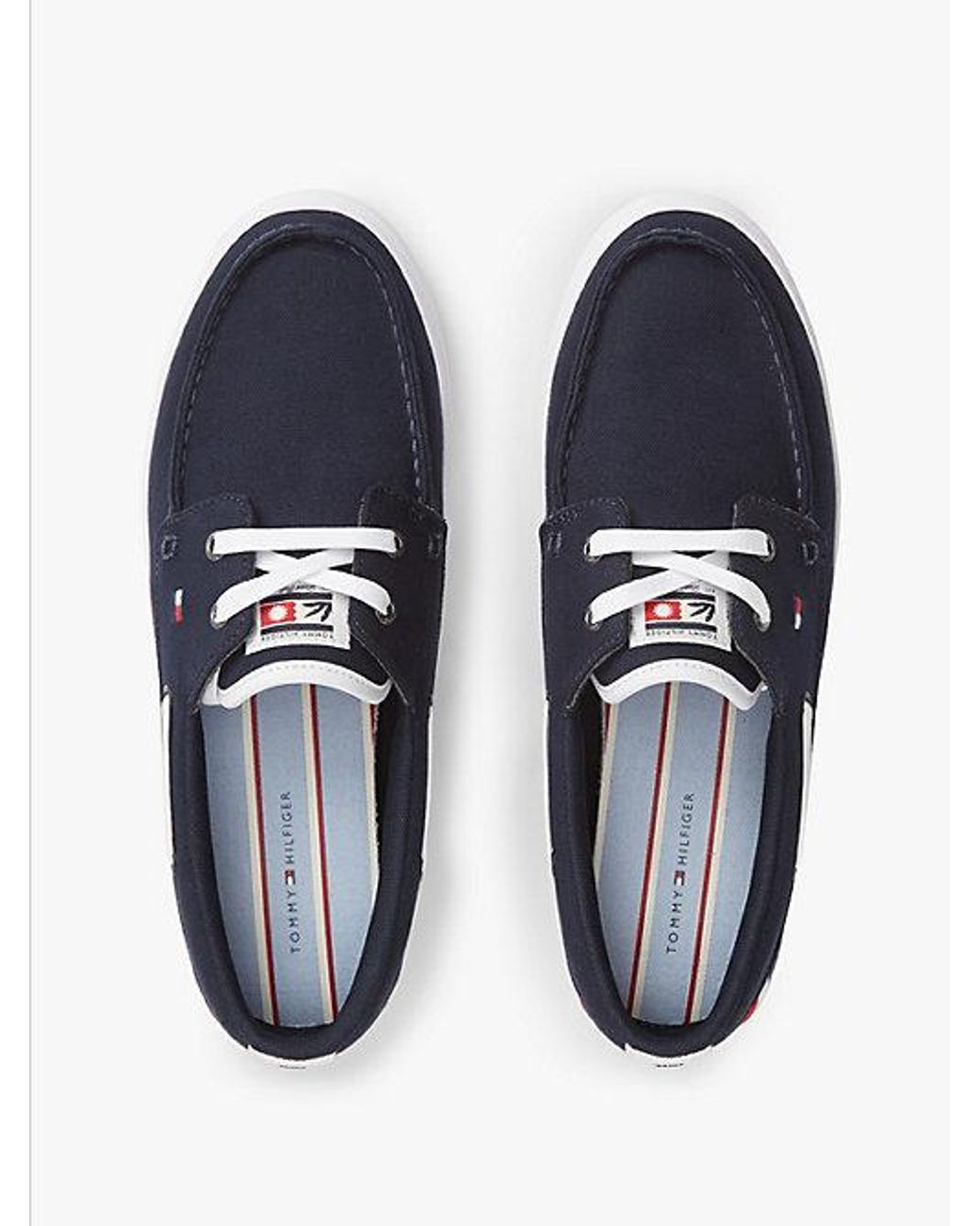 Tommy Hilfiger Blue Canvas Boat Shoe Trainers for men
