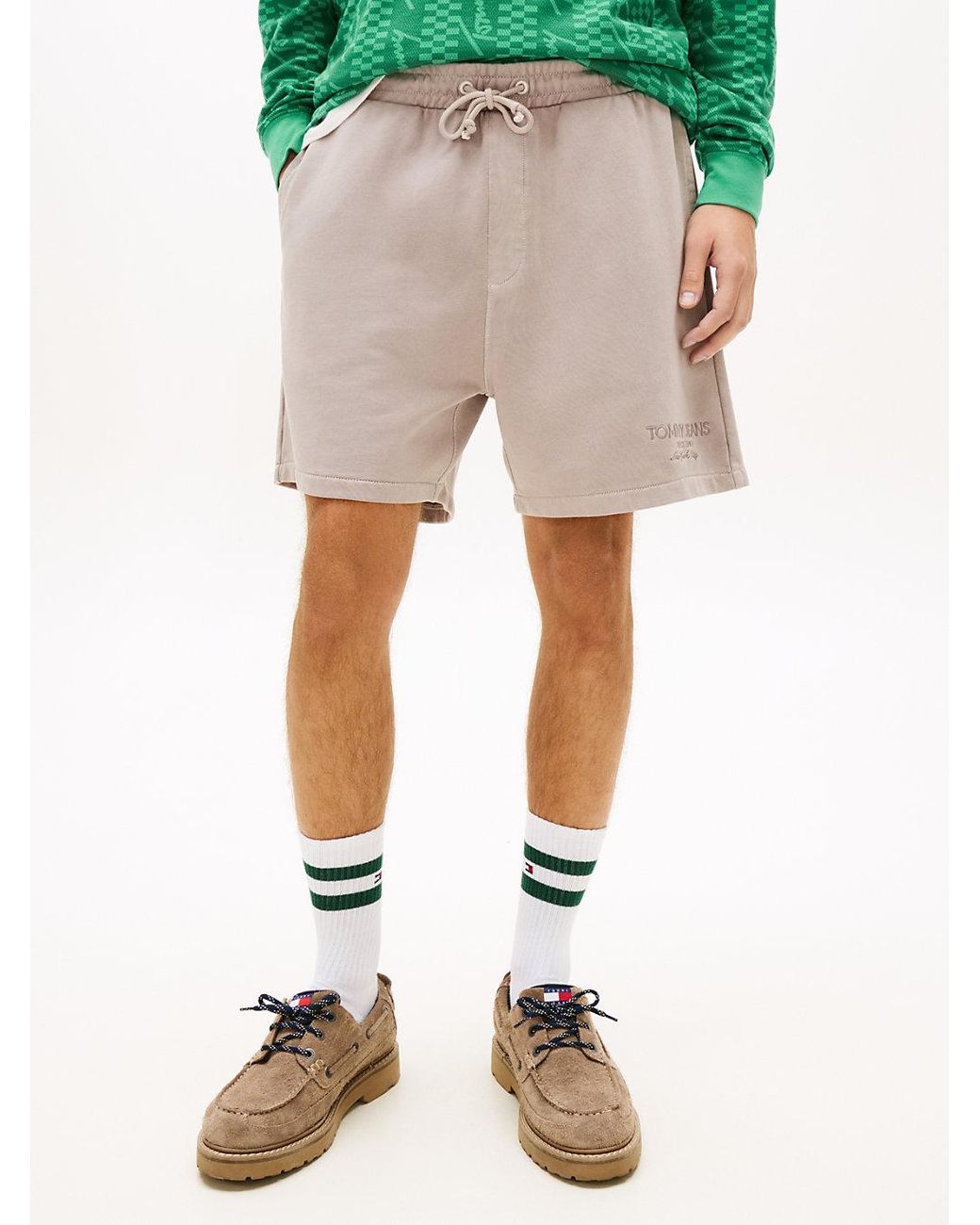 Tommy Hilfiger Green Classic Tonal Logo Embroidery Sweat Shorts for men