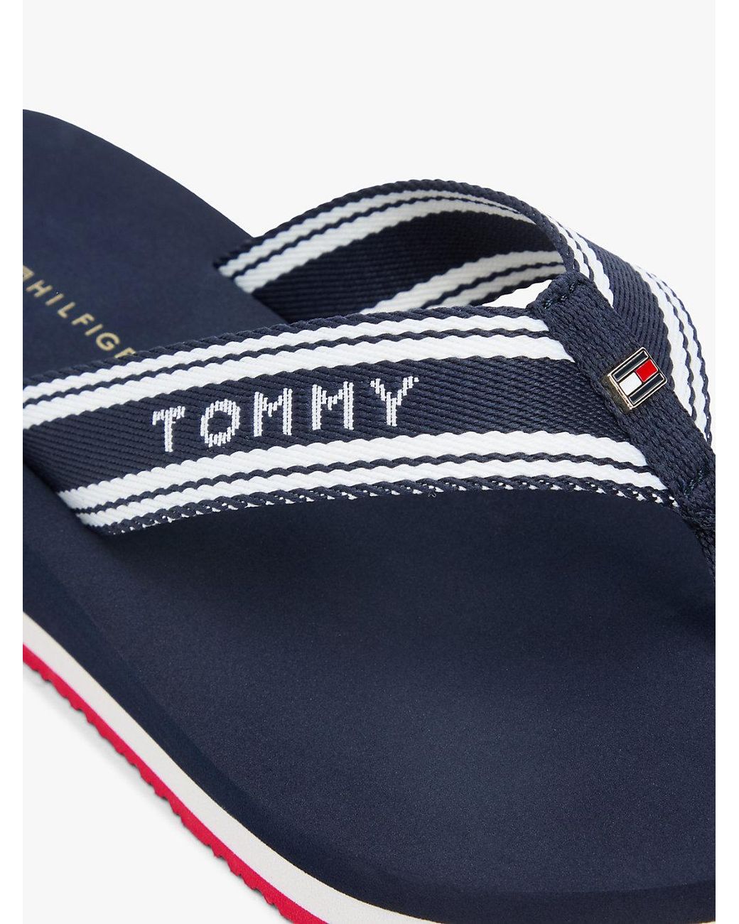 Tommy Hilfiger Blue Webbing Strap Signature Wedge Flip-Flops