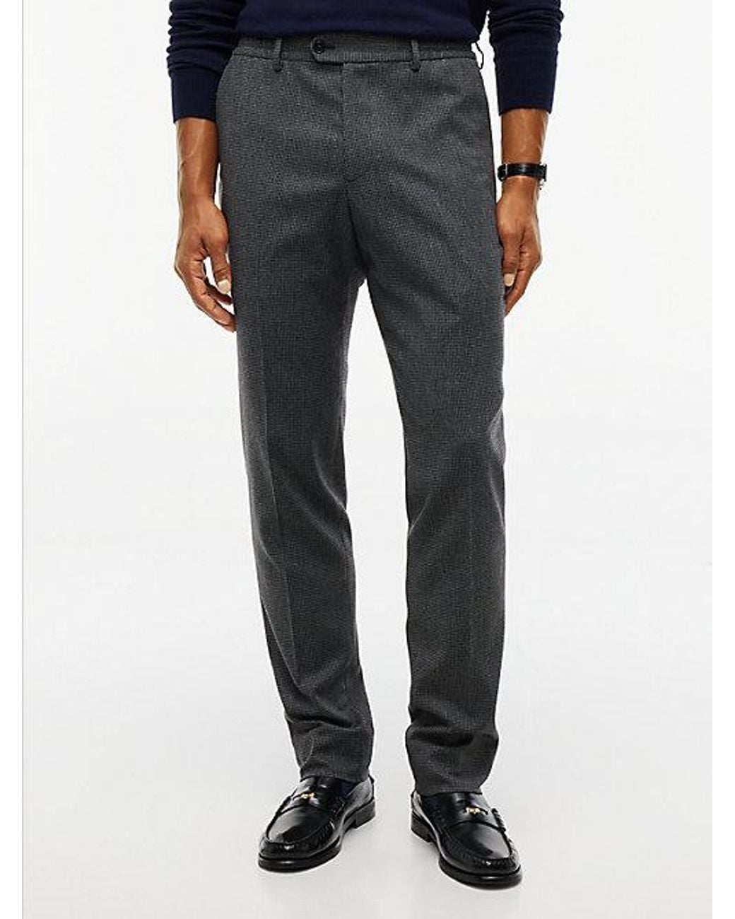 Tommy Hilfiger Black Tech Houndstooth Trousers With Wool for men
