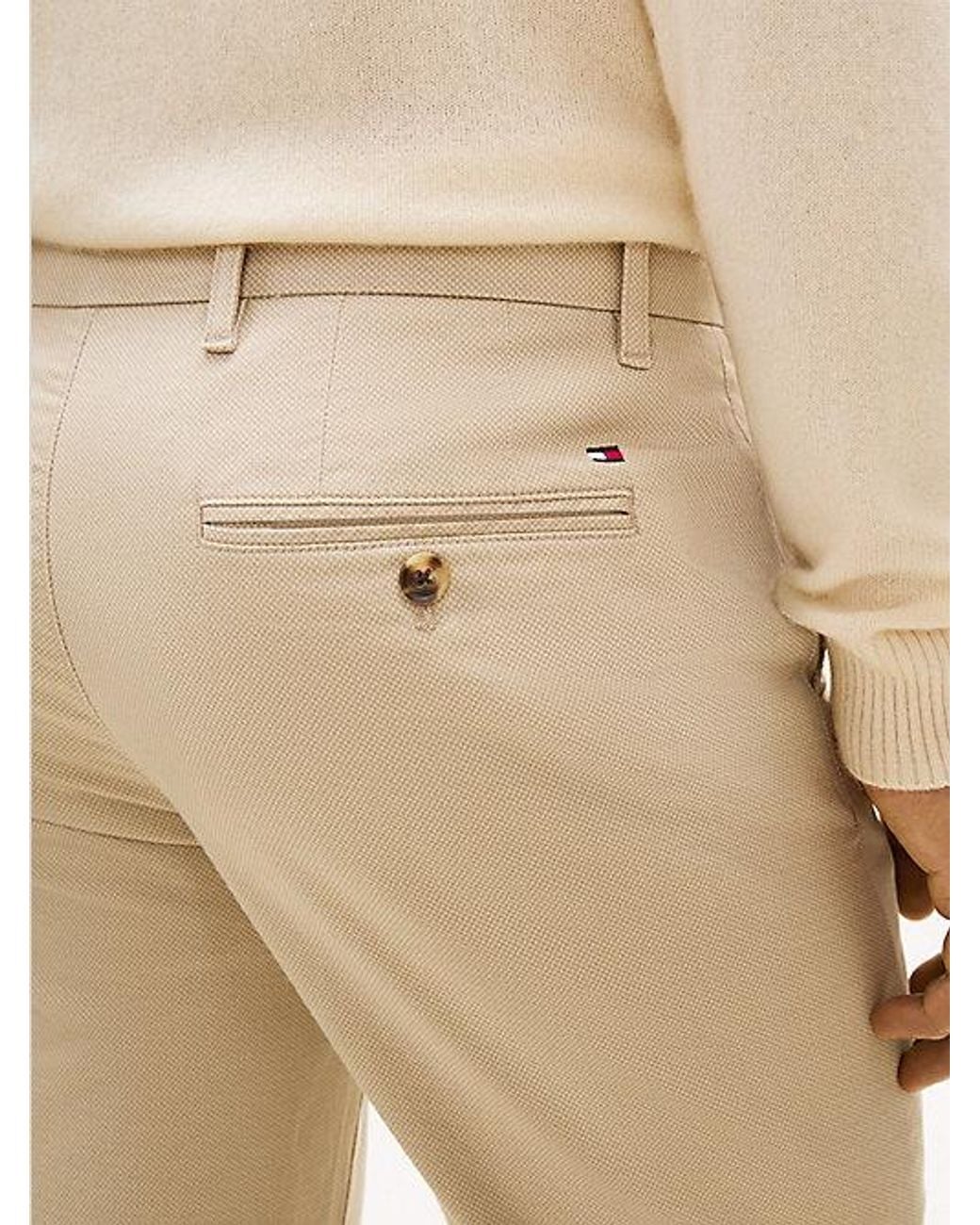 Tommy Hilfiger Natural Denton Textured Print Straight Leg Chinos for men