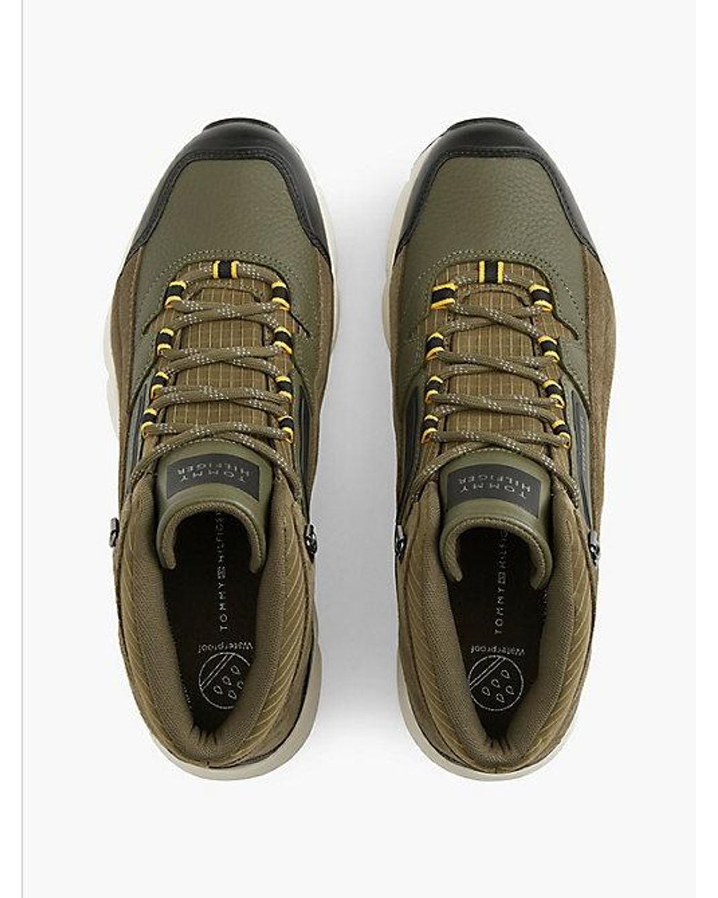 Tommy Hilfiger Green Waterproof Leather Chukka High Top Trainers for men