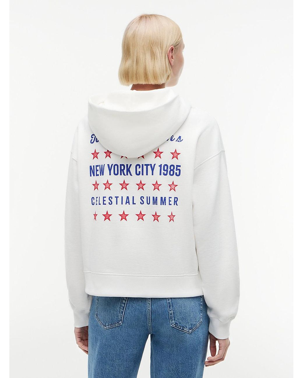 Tommy Hilfiger White Back Graphic Boxy Hoody