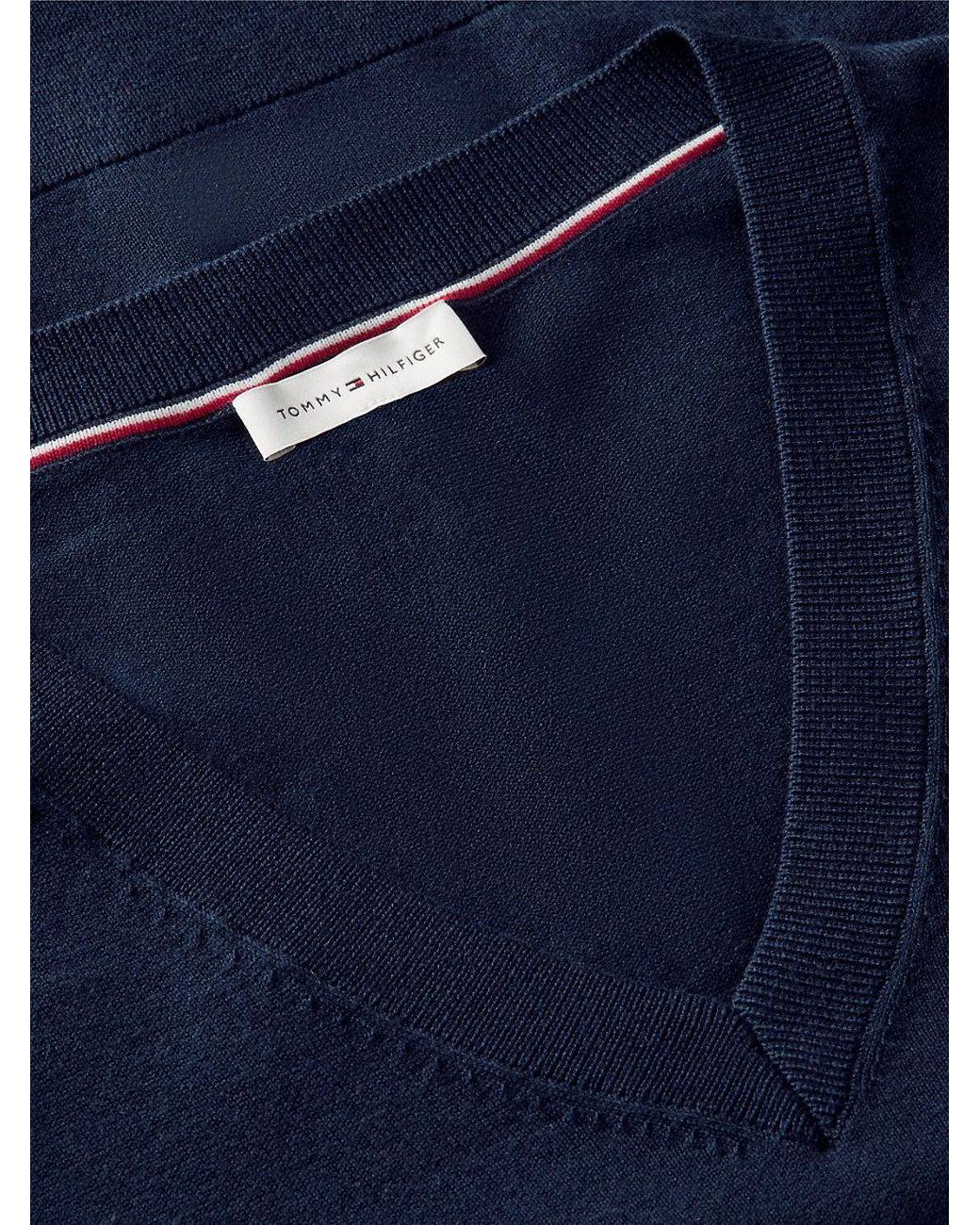 Tommy Hilfiger Blue Tone Button Cuff V-Neck Jumper