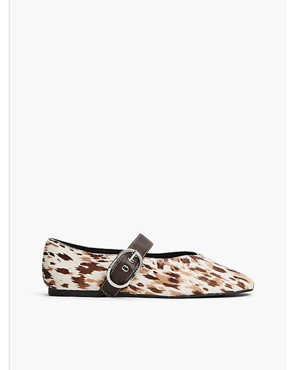 Tommy Hilfiger White Tommy Jeans Leather Horse Hair Mary Jane Ballerinas