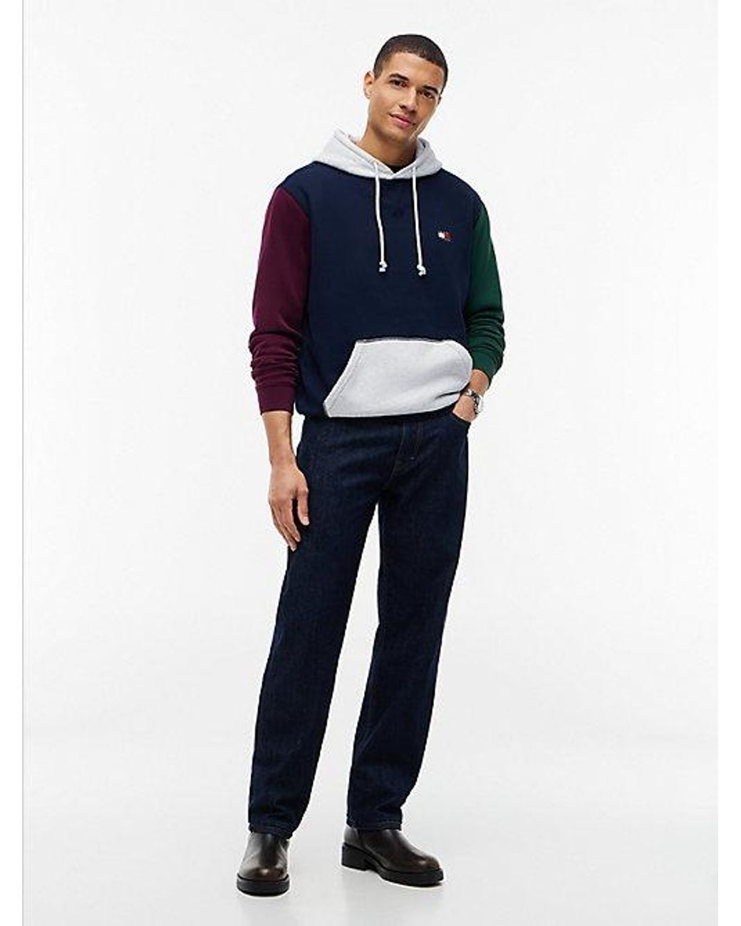 Tommy Hilfiger Blue Tommy Badge Colour Blocked Fleece Hoody for men