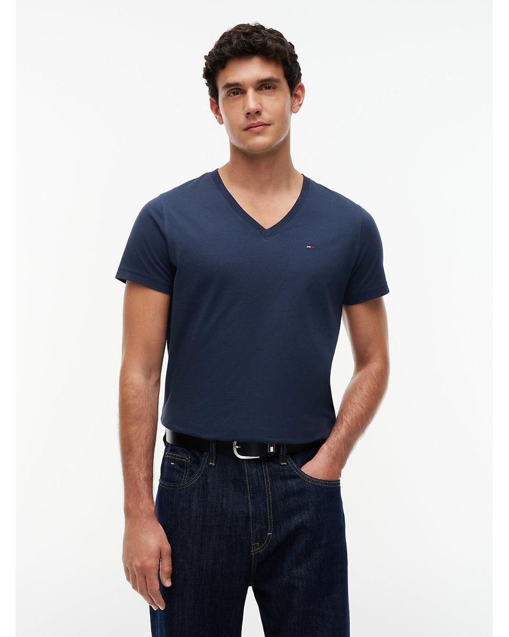 Tommy Hilfiger Blue V-neck T-shirt for men