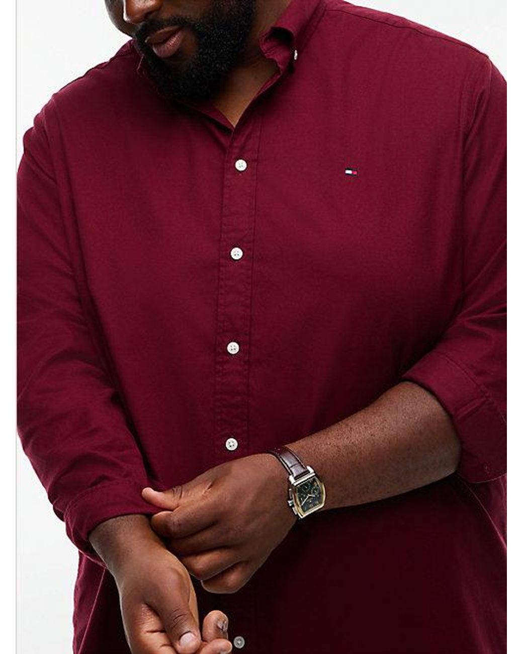 Tommy Hilfiger Red Plus Regular Fit Flex Flannel Shirt for men