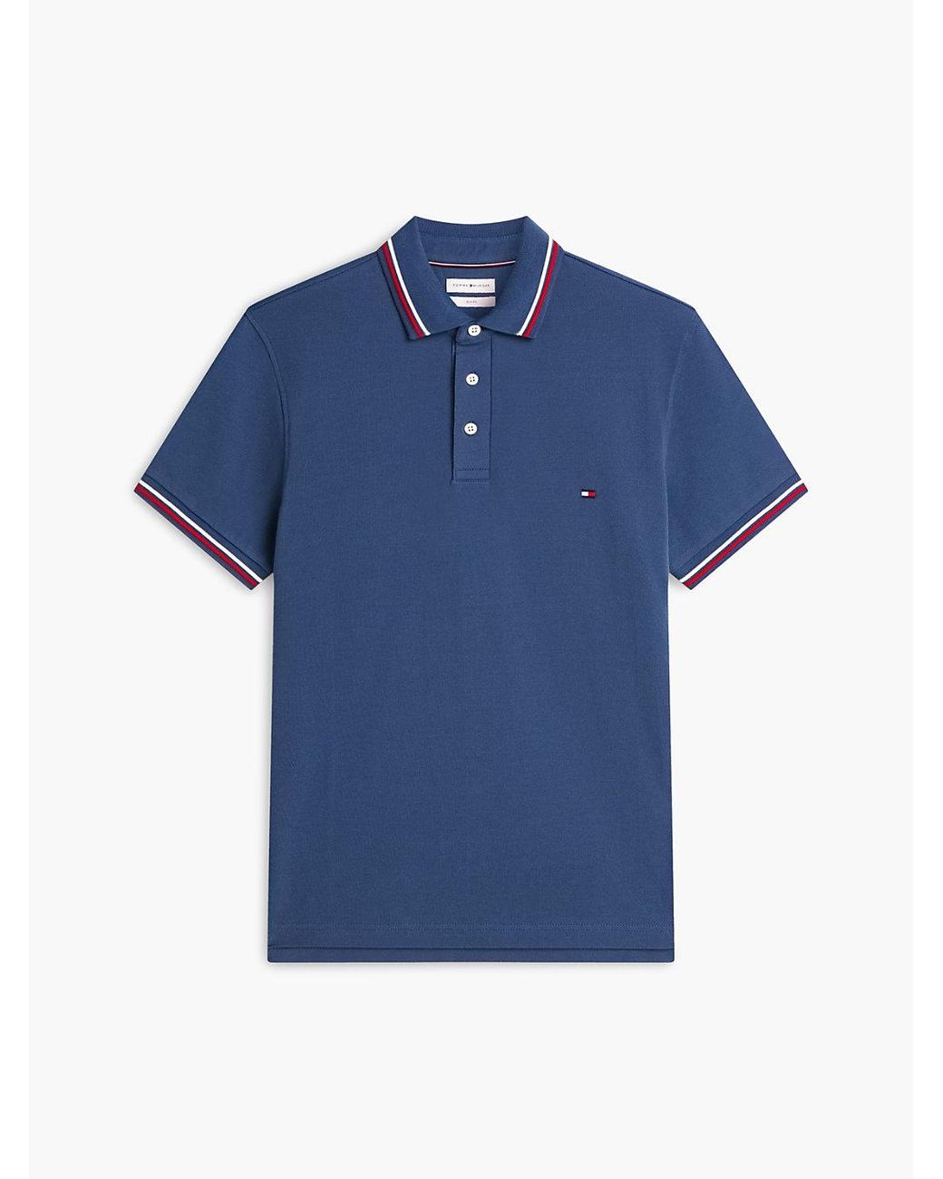 Tommy Hilfiger Blue Slim Fit Tipped Pique Polo Shirt for men