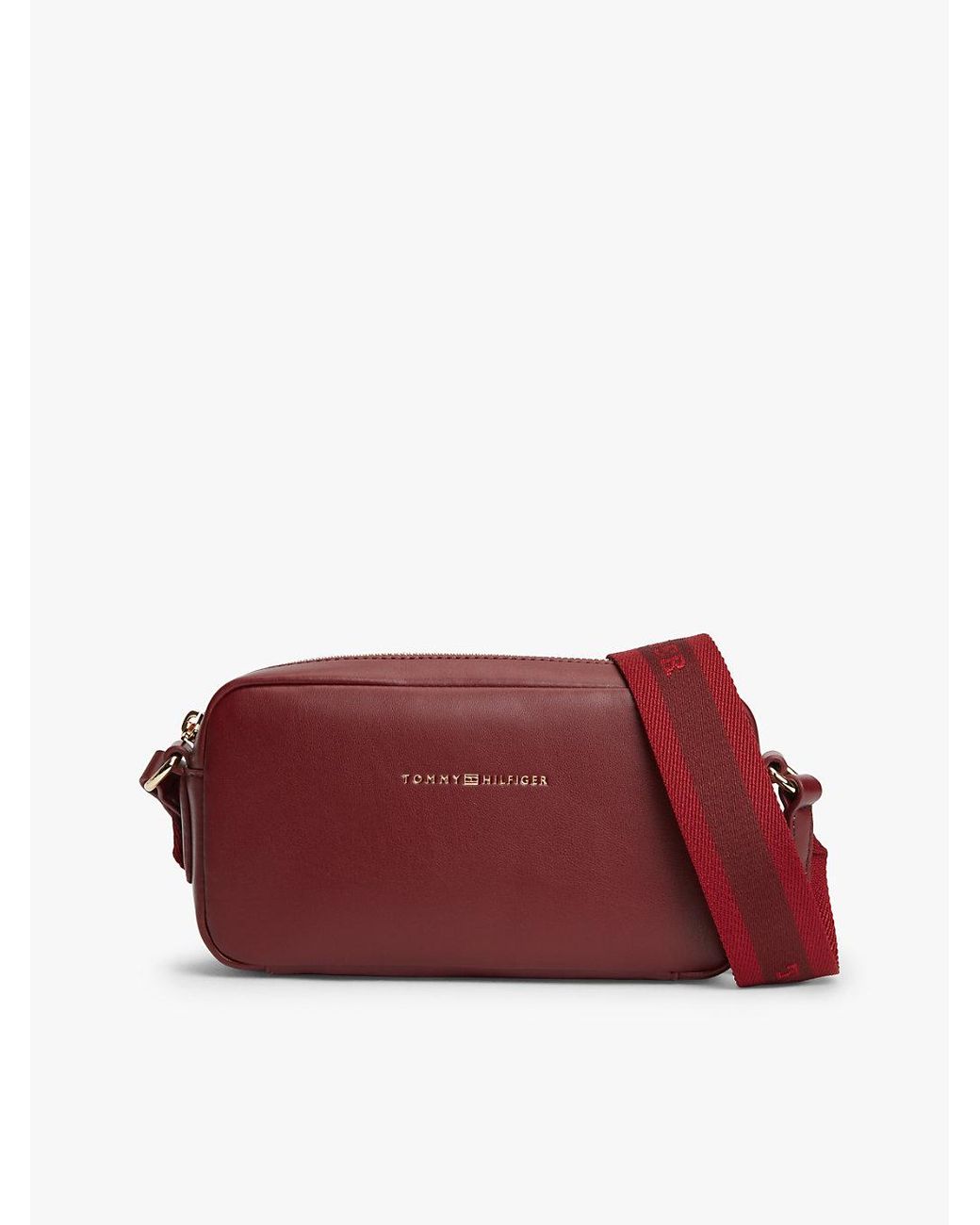 Tommy Hilfiger Red Essential Debossed Crossbody Camera Bag