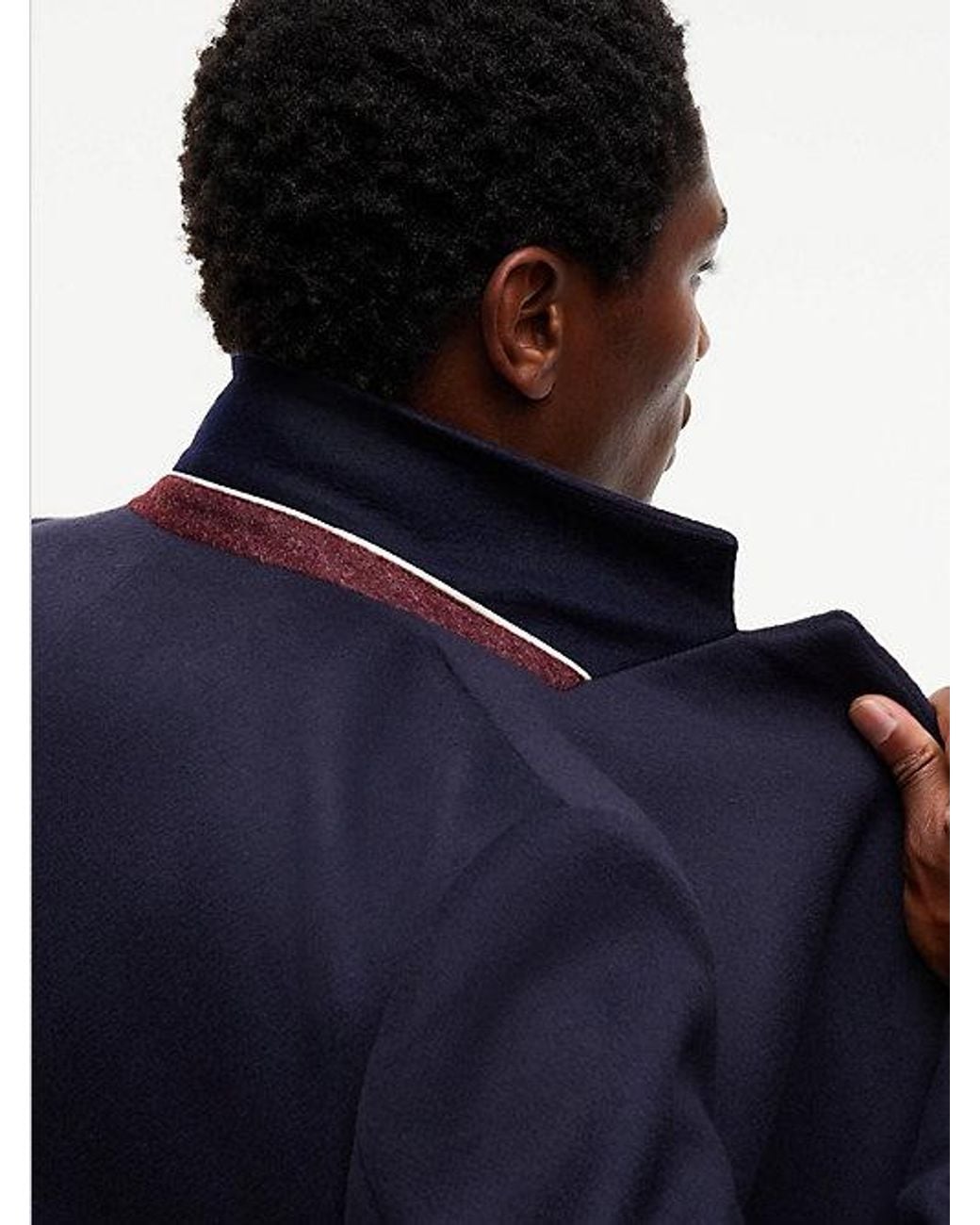 Tommy Hilfiger Blue New York Label Wool Blend Coat for men