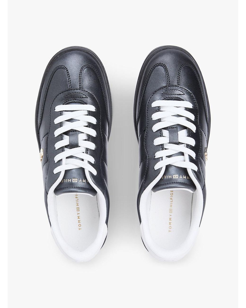 Tommy Hilfiger Blue Th Monogram Metallic Trainers With Leather
