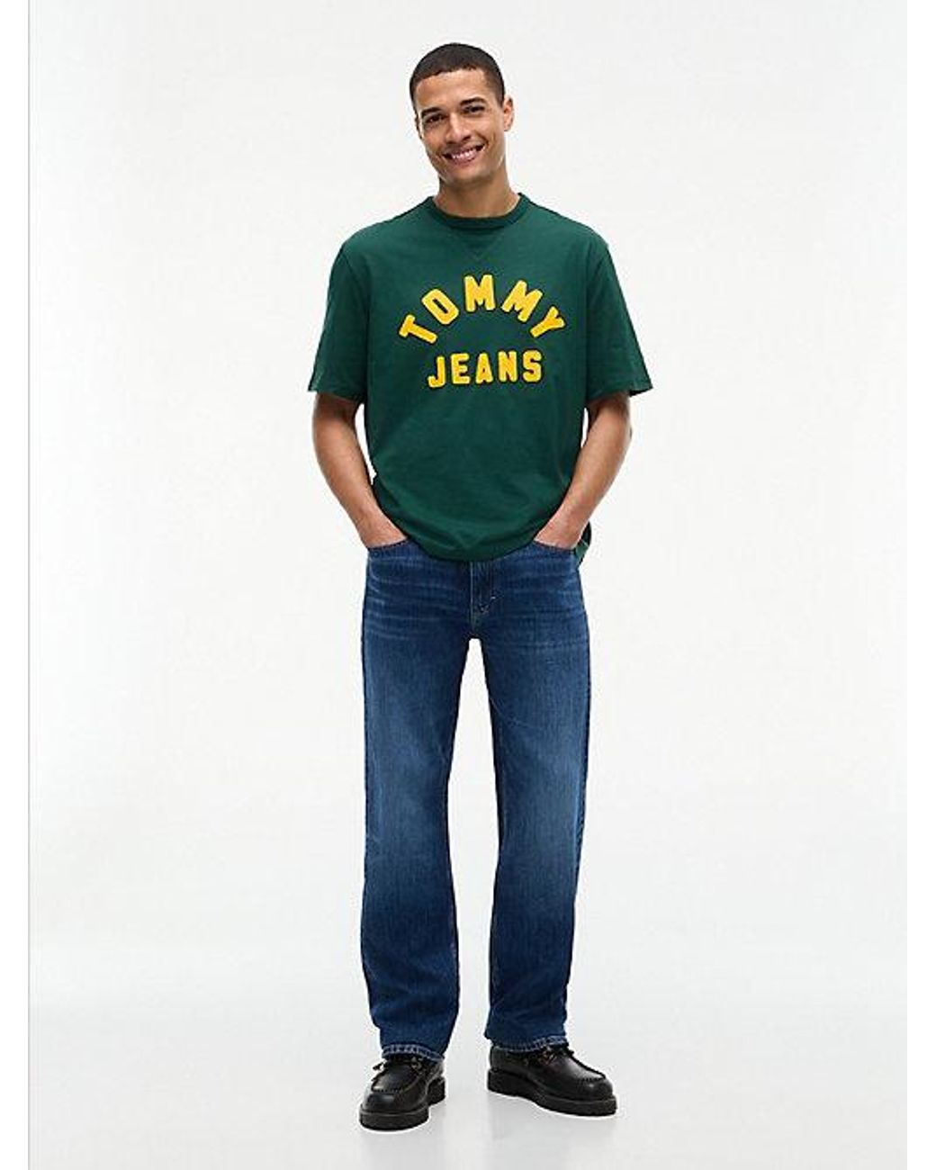 Tommy Hilfiger Green Tommy Jeans Classic Logo Oversized Jersey T-Shirt for men