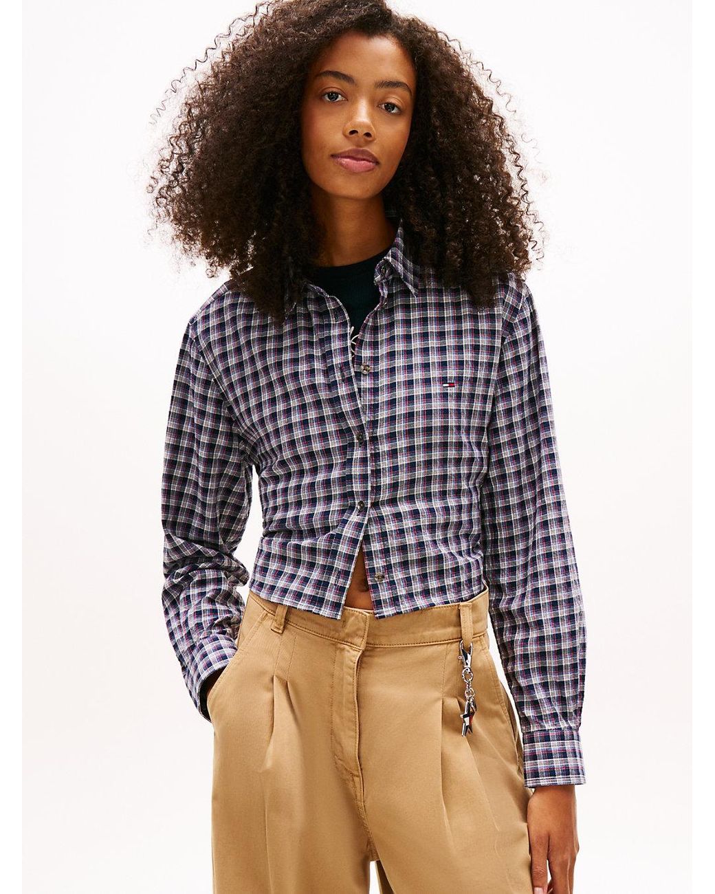 Tommy Hilfiger Blue Regular Fit Tie Back Check Seersucker Shirt