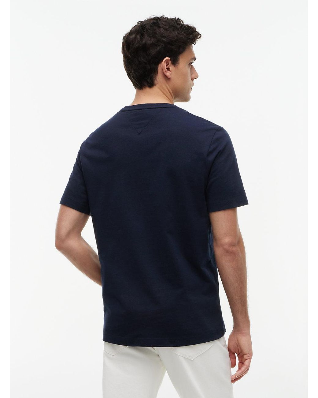 Tommy Hilfiger Blue Flag Embroidery Crew Neck T-shirt for men
