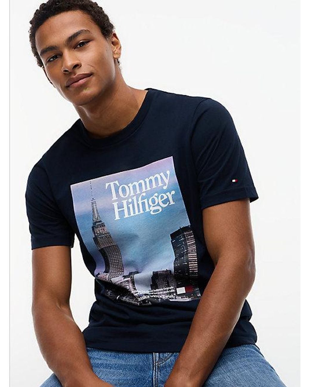 Tommy Hilfiger Blue Photo Print Jersey T-Shirt for men