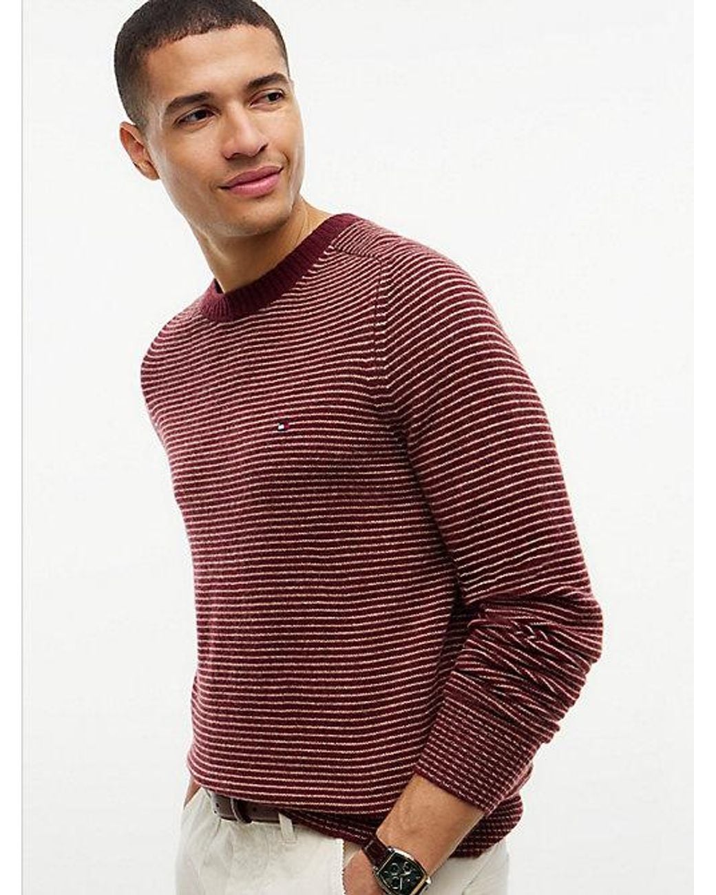 Tommy Hilfiger Red Pure Lambswool Crew Neck Jumper for men
