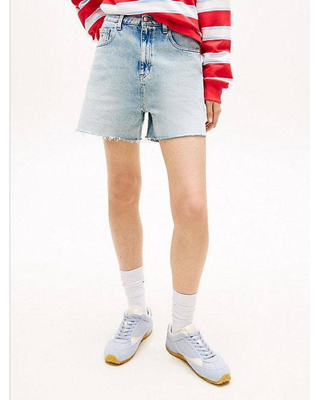 Tommy Hilfiger Red Faded Straight Leg Mom Denim Shorts