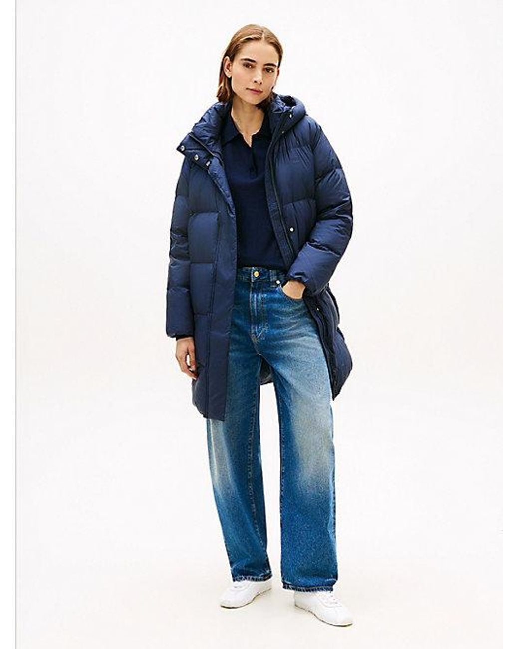 Tommy Hilfiger Blue Water Repellent Down Hooded Coat