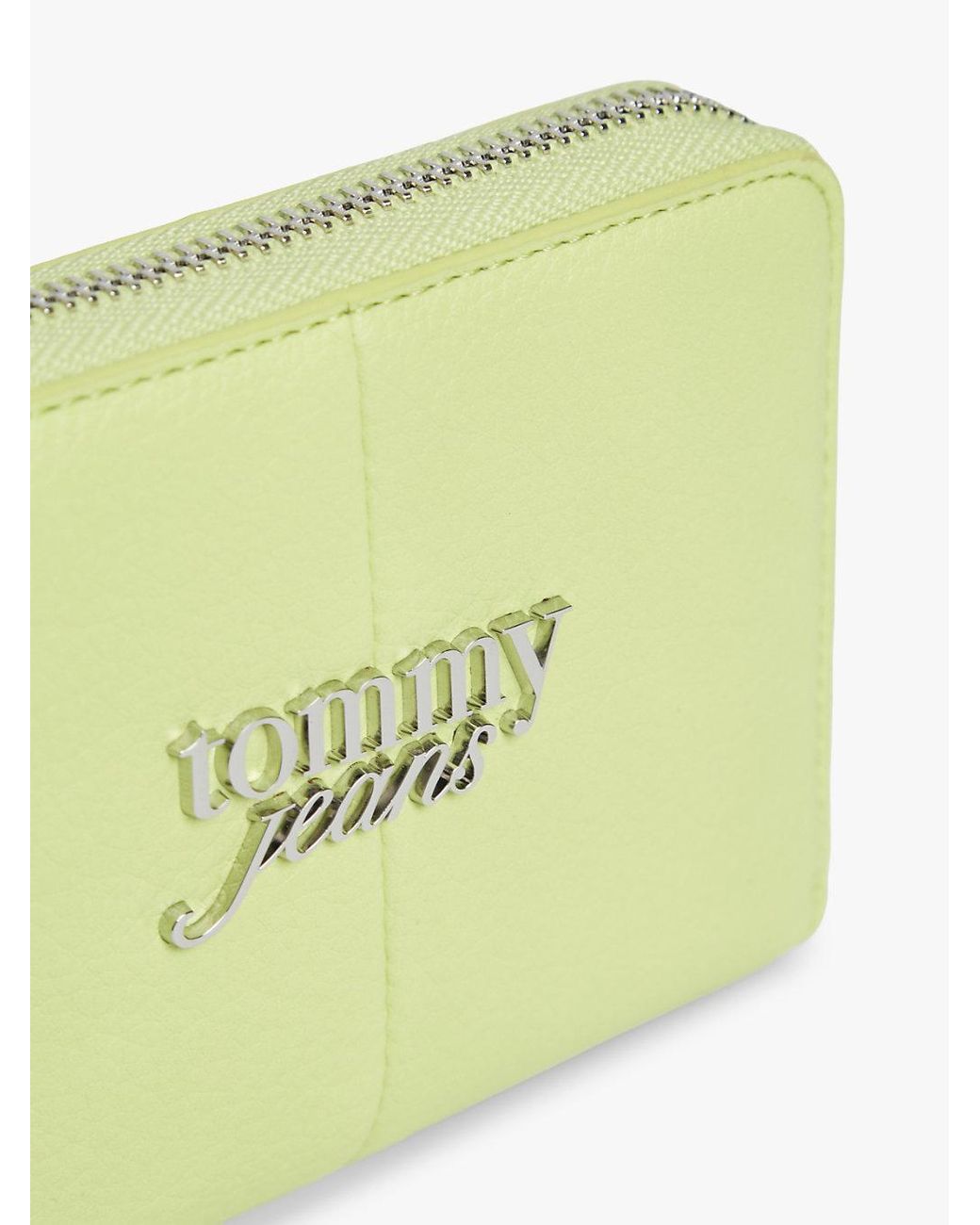 Tommy Hilfiger Green Wrist Strap Metal Logo Zip-Around Wallet