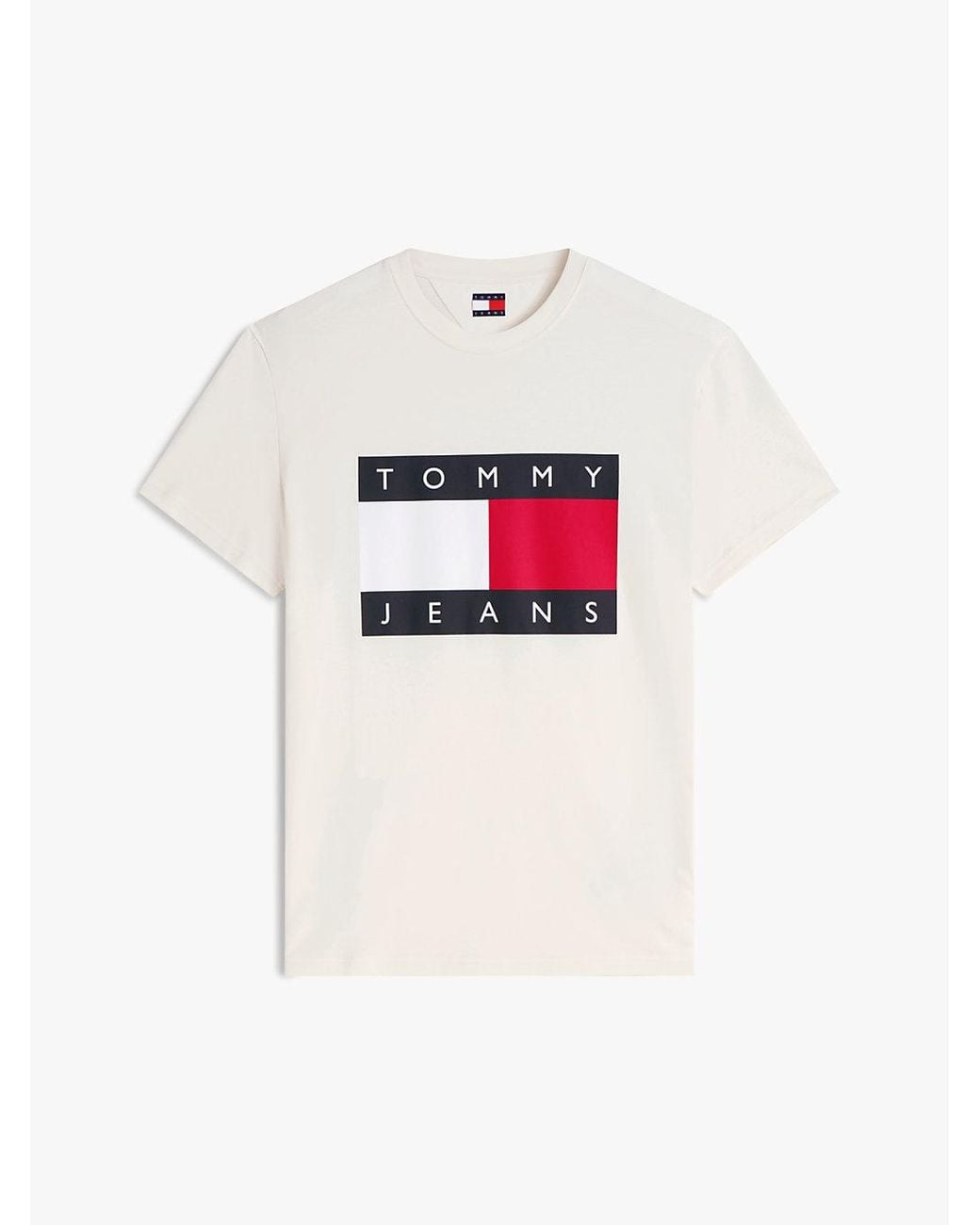 Tommy Hilfiger White Flag Badge Crew Neck T-Shirt for men