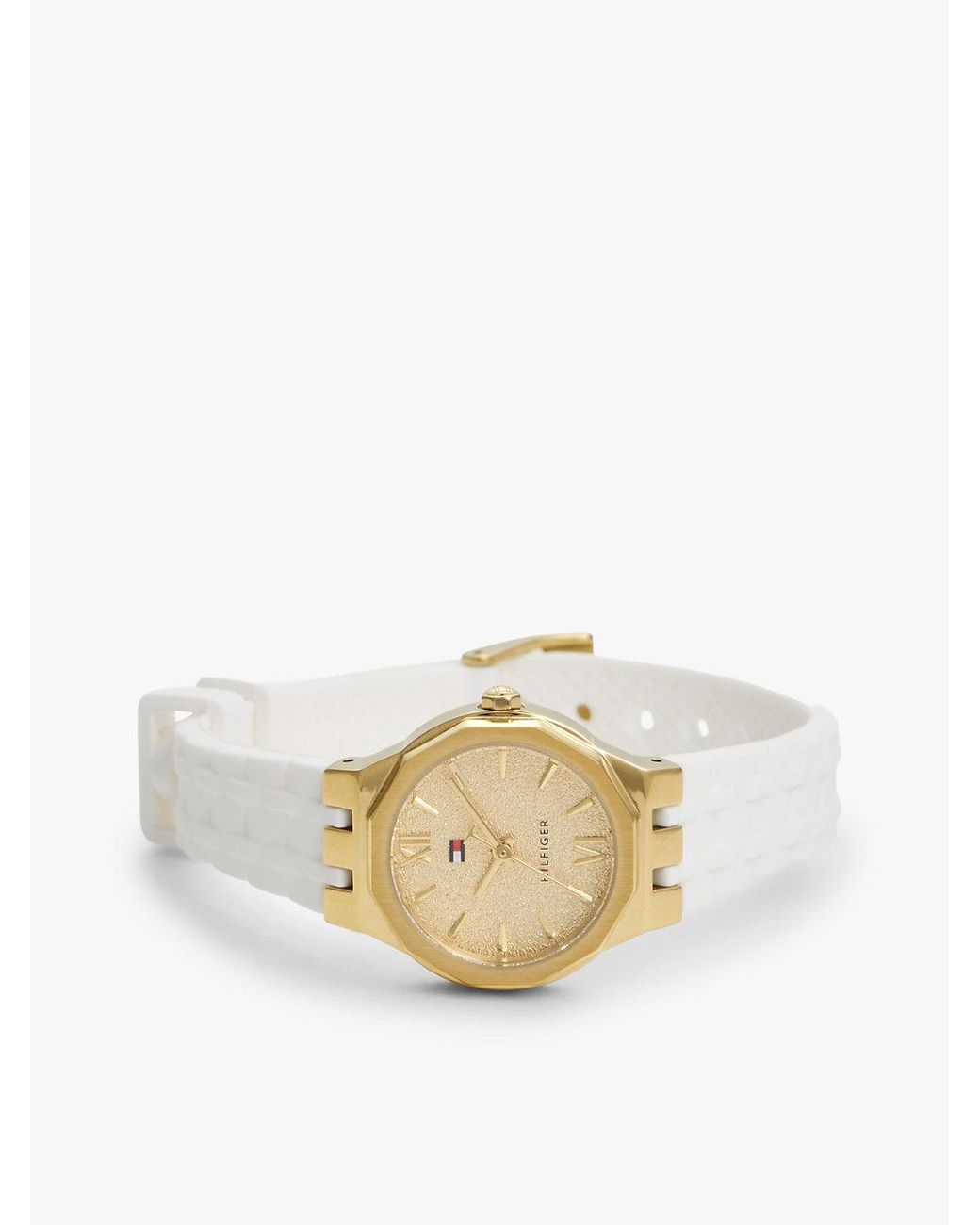 Tommy Hilfiger Metallic Silicone Strap-Plated Watch