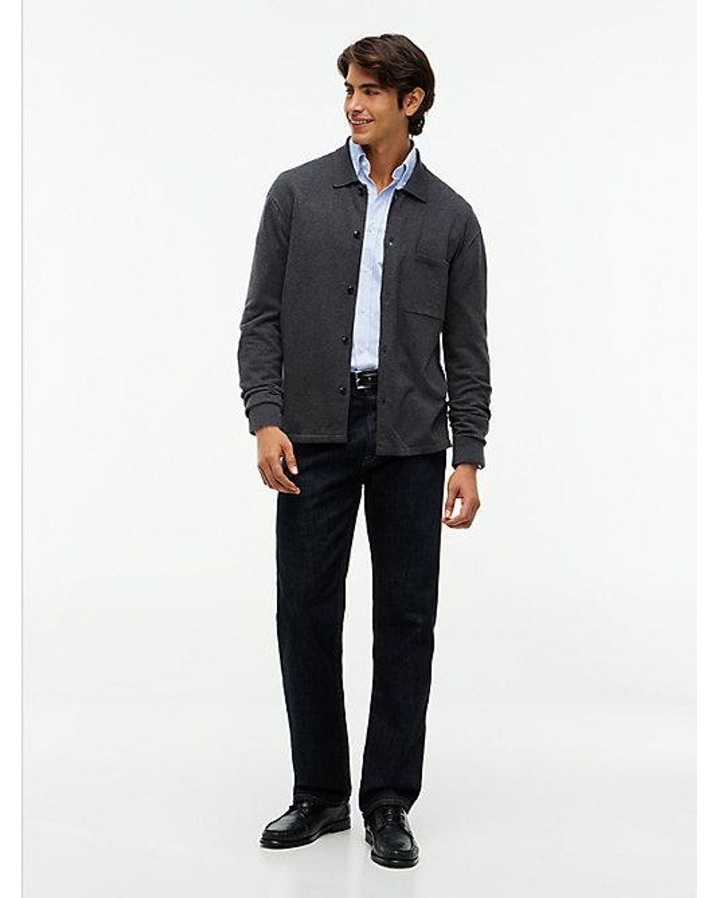 Tommy Hilfiger Blue Relaxed Fit Flag Embroidery Knitted Overshirt for men