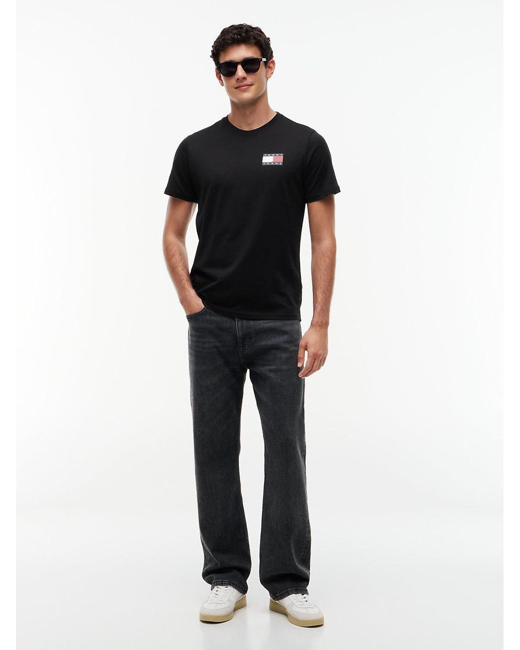 Tommy Hilfiger Black Logo Slim Jersey Crew Neck T-shirt for men
