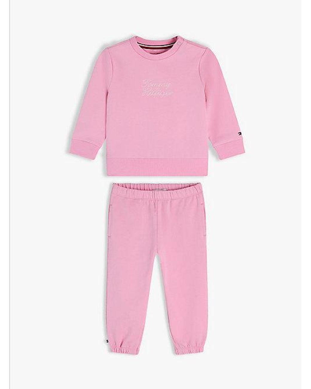 Tommy Hilfiger Pink Rope Logo Sweatshirt And Joggers Sets
