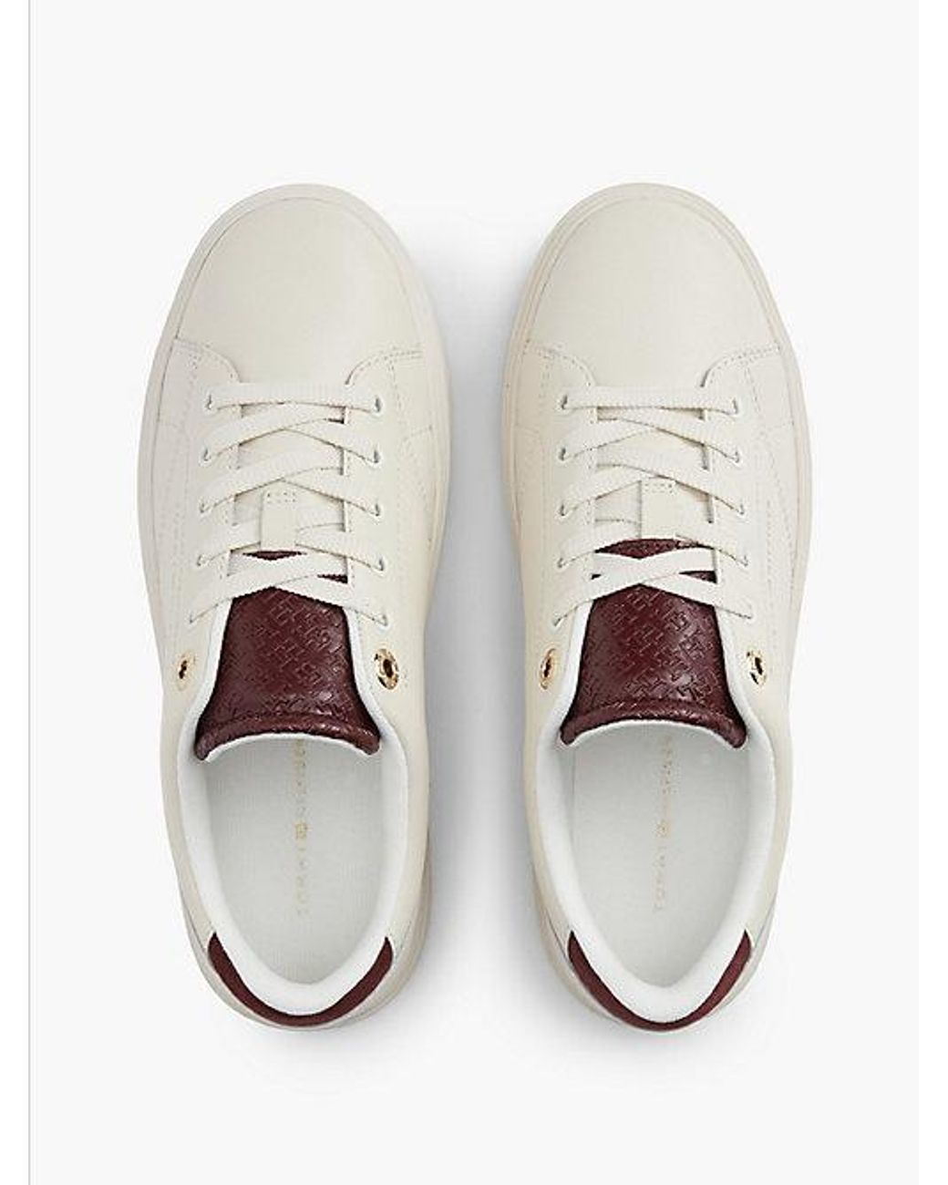Tommy Hilfiger White Leather Contrast Heel Cupsole Trainers