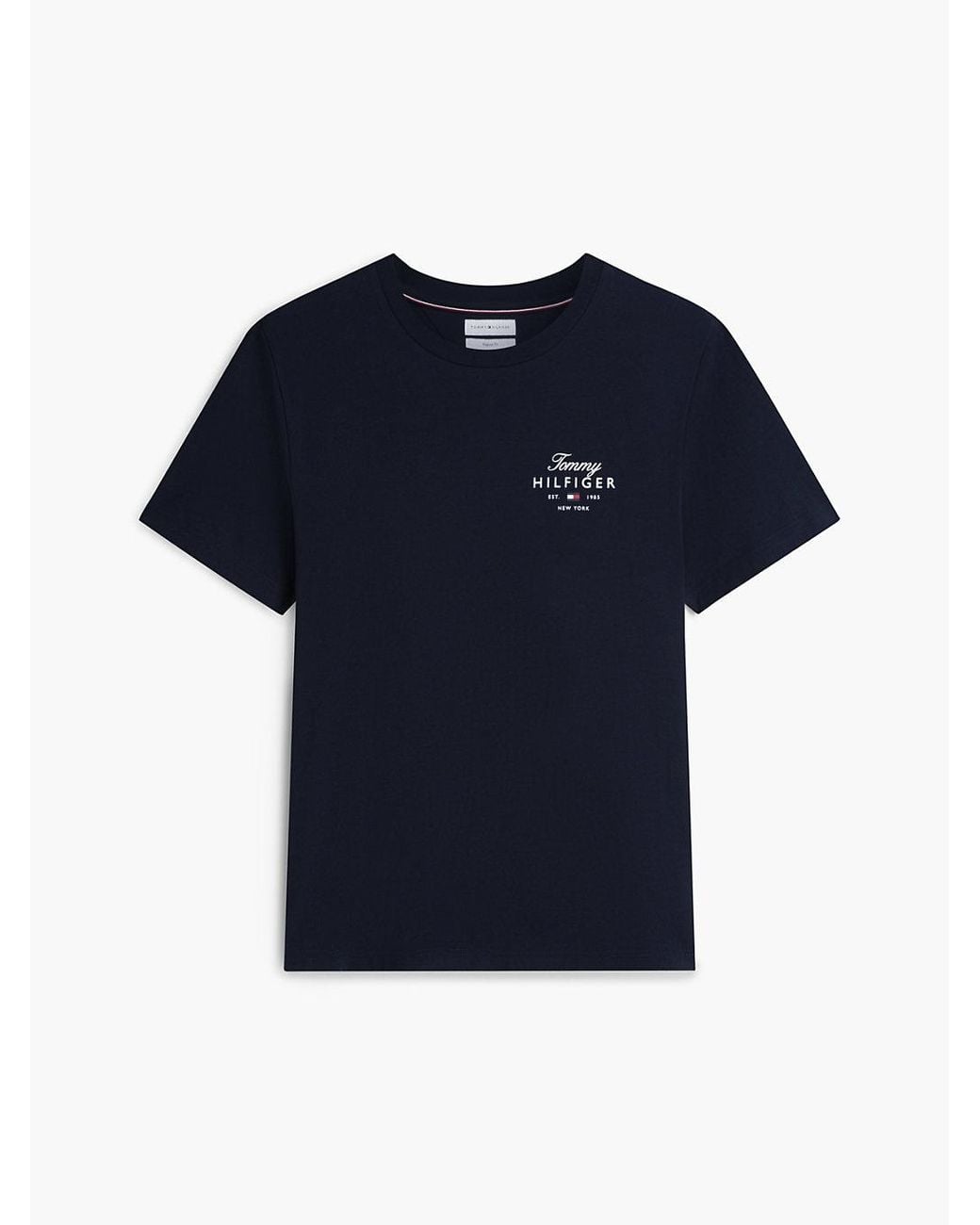 Tommy Hilfiger Blue Logo Jersey Crew Neck T-Shirt for men