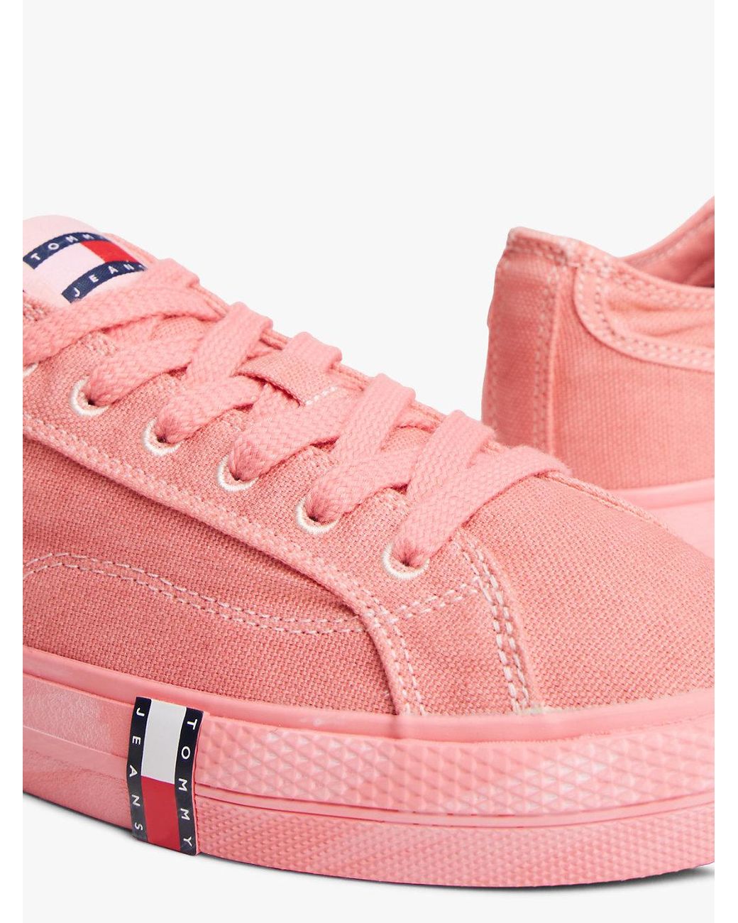 Tommy Hilfiger Pink Archive Flag Stripe Washed Canvas Trainers