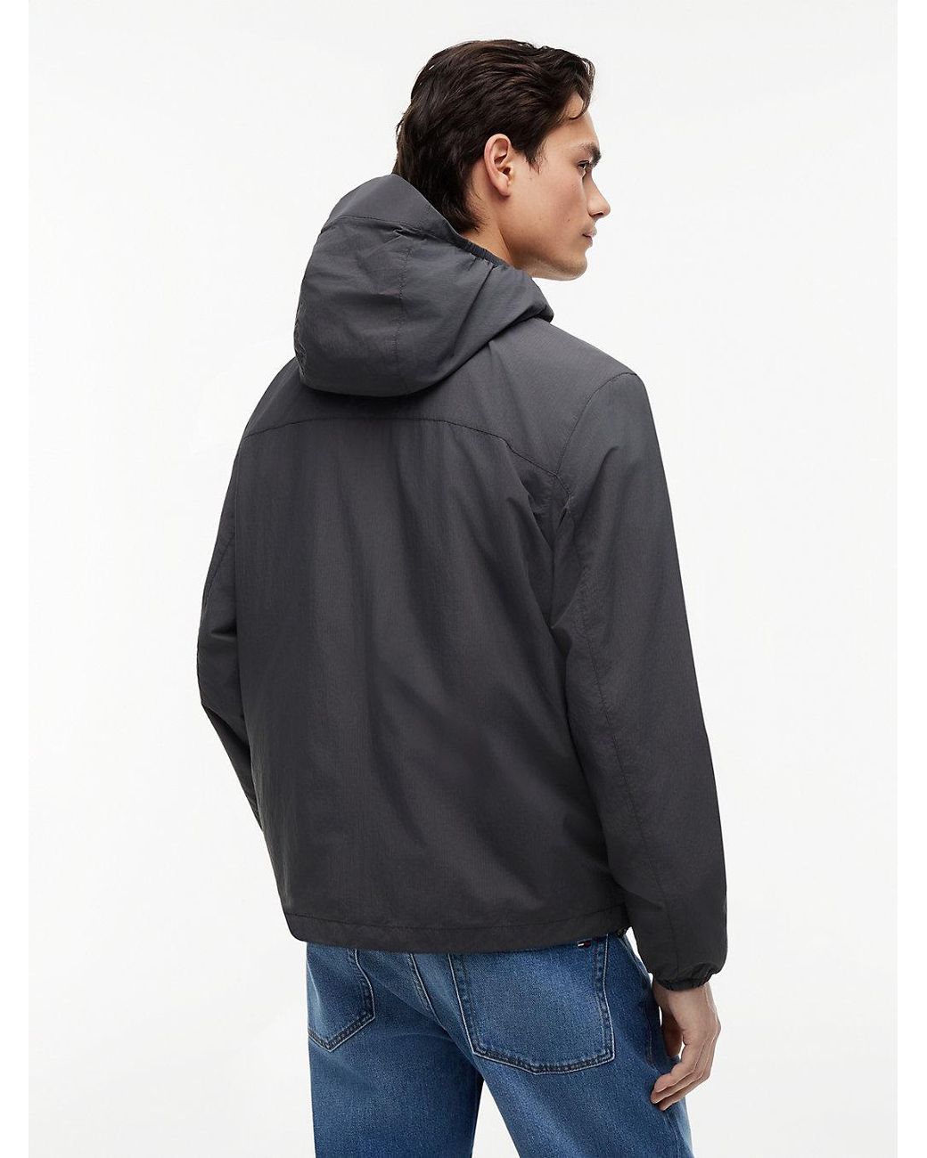Tommy Hilfiger Gray Packable Ripstop Relaxed Hooded Jacket for men