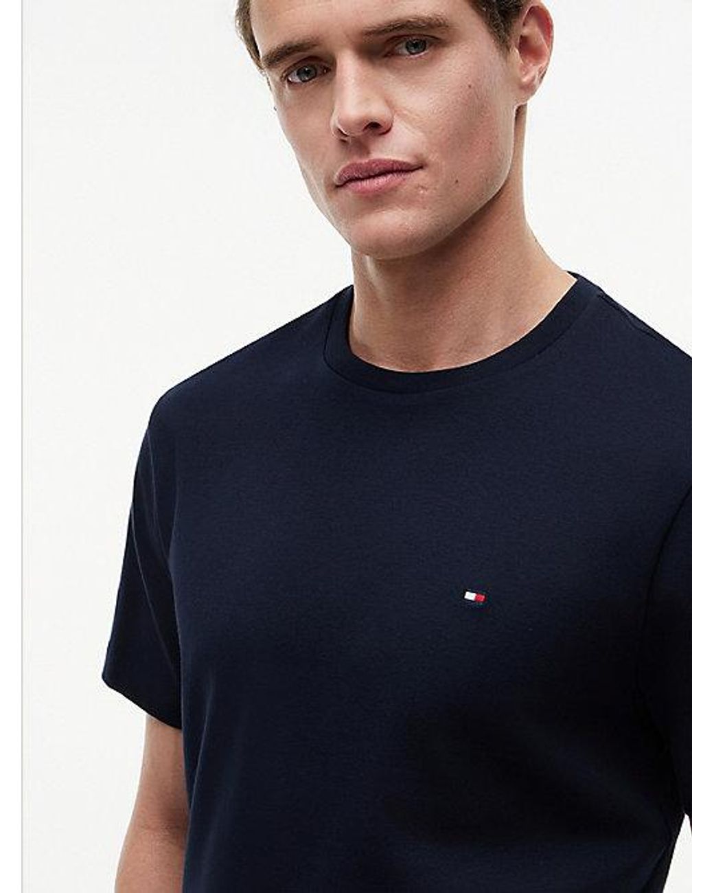 Tommy Hilfiger Blue Flag Embroidery Interlock Knit T-Shirt for men