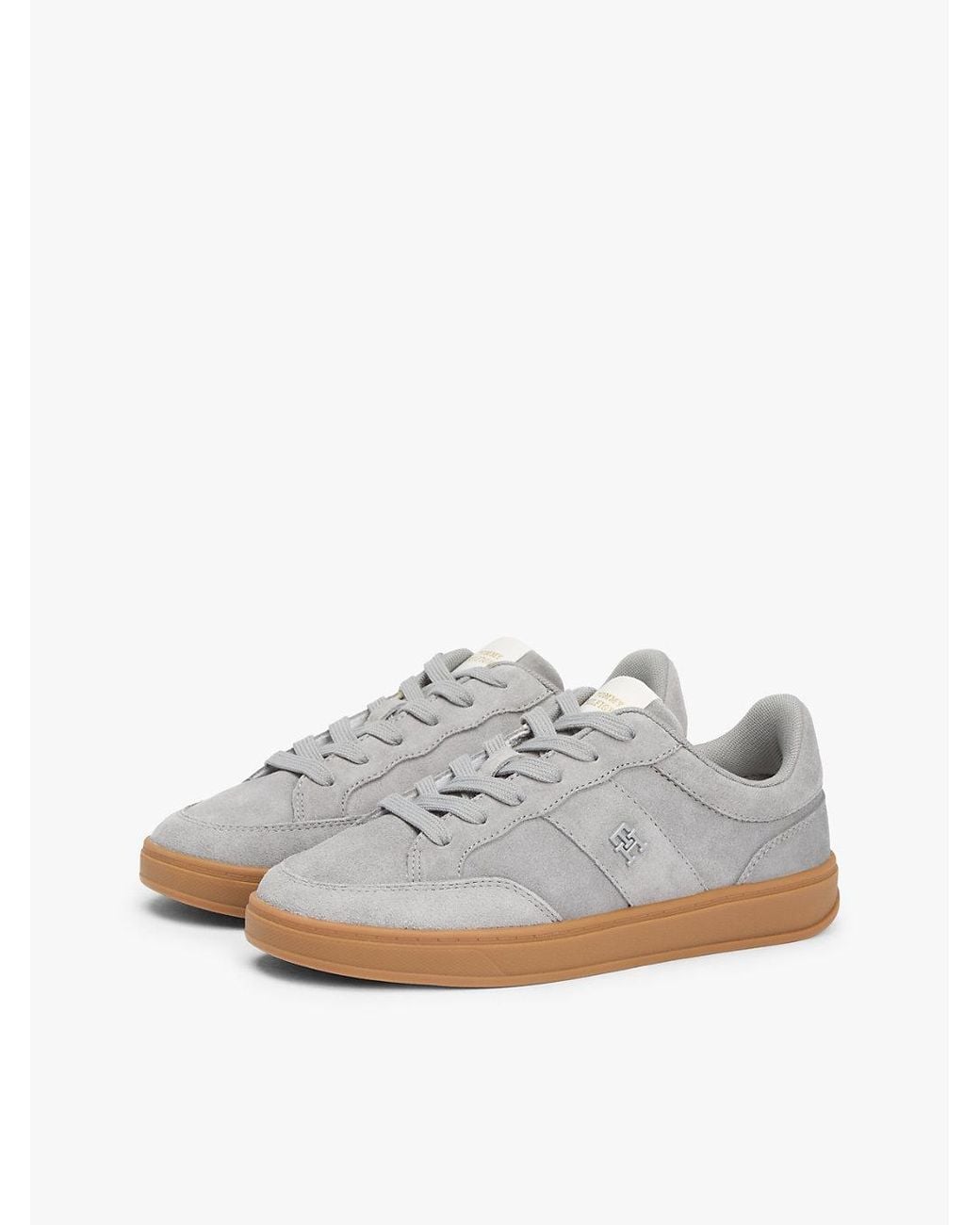 Tommy Hilfiger White Th Monogram Suede Court Trainers