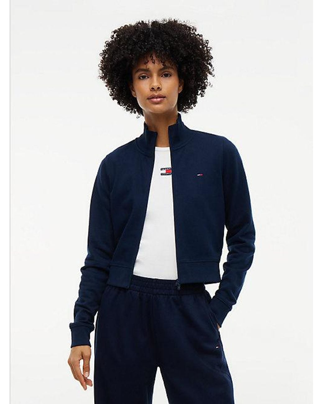 Tommy Hilfiger Blue Tommy Jeans Funnel Neck Fitted Zip Thru Sweatshirt