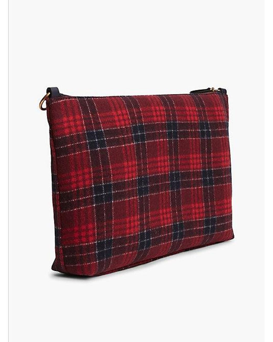 Tommy Hilfiger Red Wool Blend Check Chain Shoulder Bag