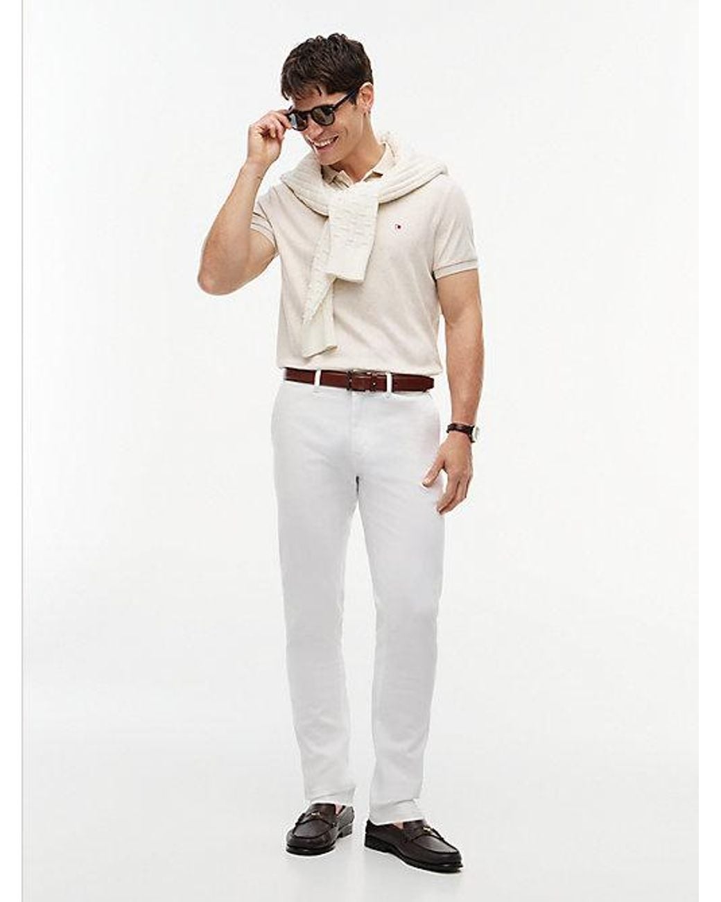 Tommy Hilfiger Natural Fluid Cotton Interlock Knit Polo Shirt for men