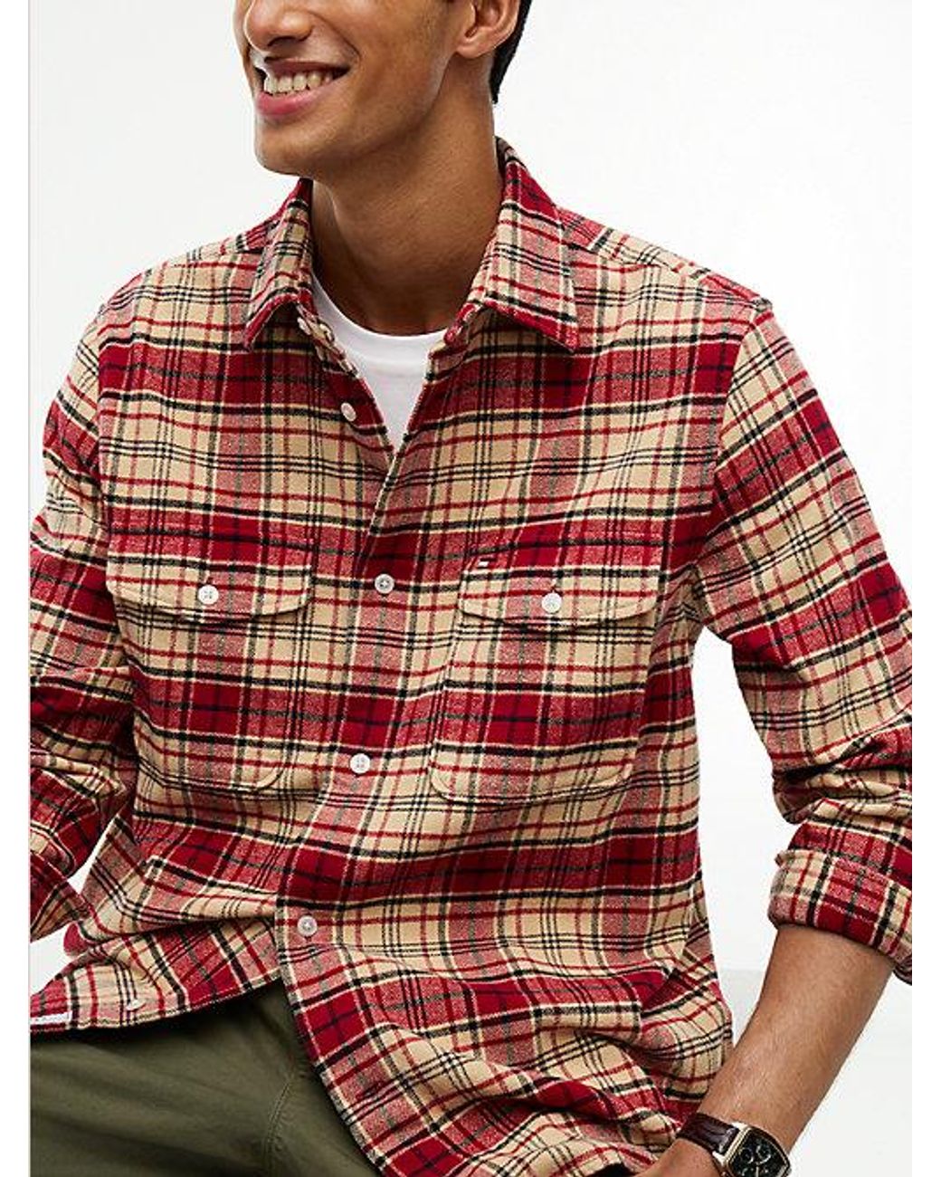Tommy Hilfiger Red Relaxed Fit Corduroy Chore Shirt Jacket for men