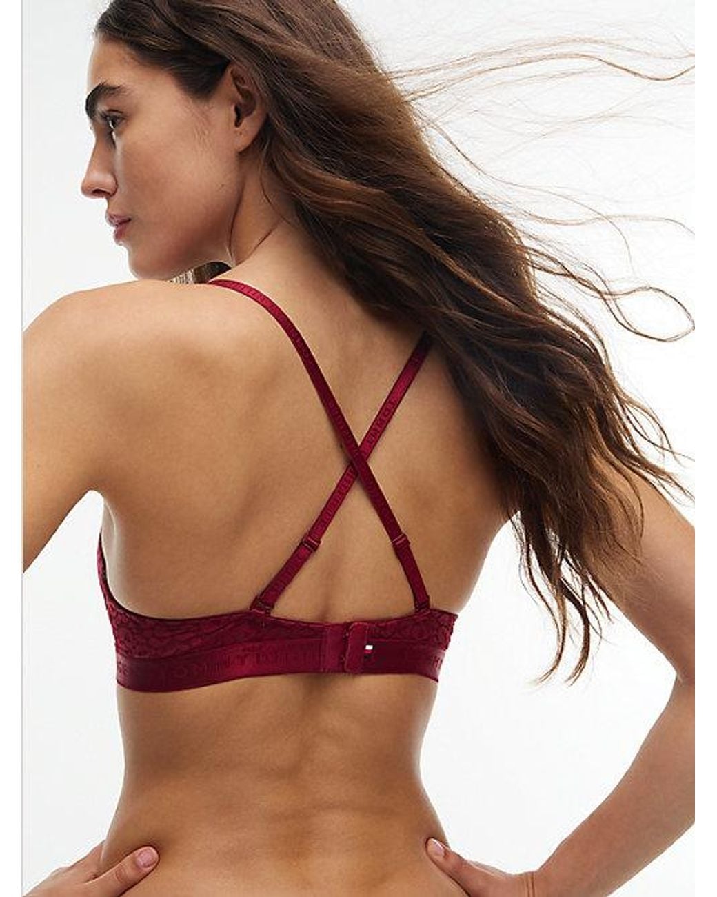 Tommy Hilfiger Red Leopard Lace Plunge Push Up Bra