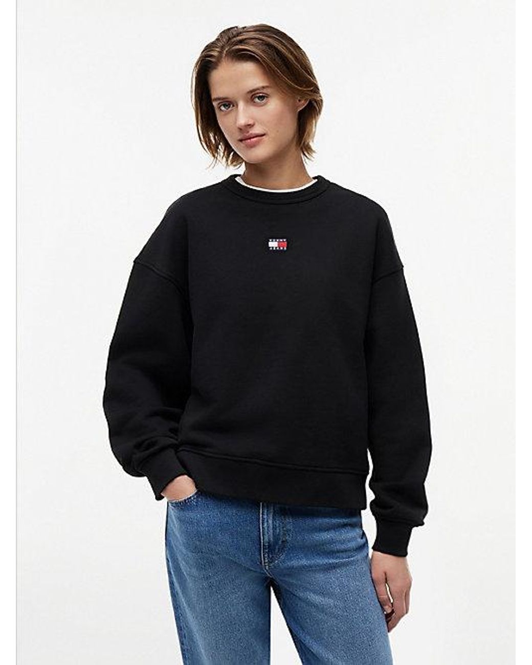 Tommy Hilfiger Black Tommy Jeans Tommy Badge Boxy Fleece Sweatshirt