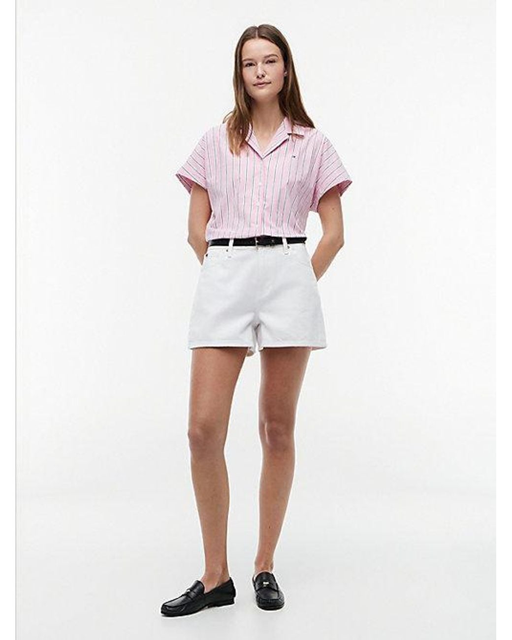 Tommy Hilfiger White Relaxed Fit Poplin Short Sleeve Shirt