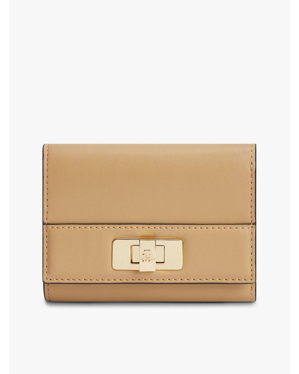 Tommy Hilfiger Natural Modern Th Monogram Turn Lock Trifold Wallet