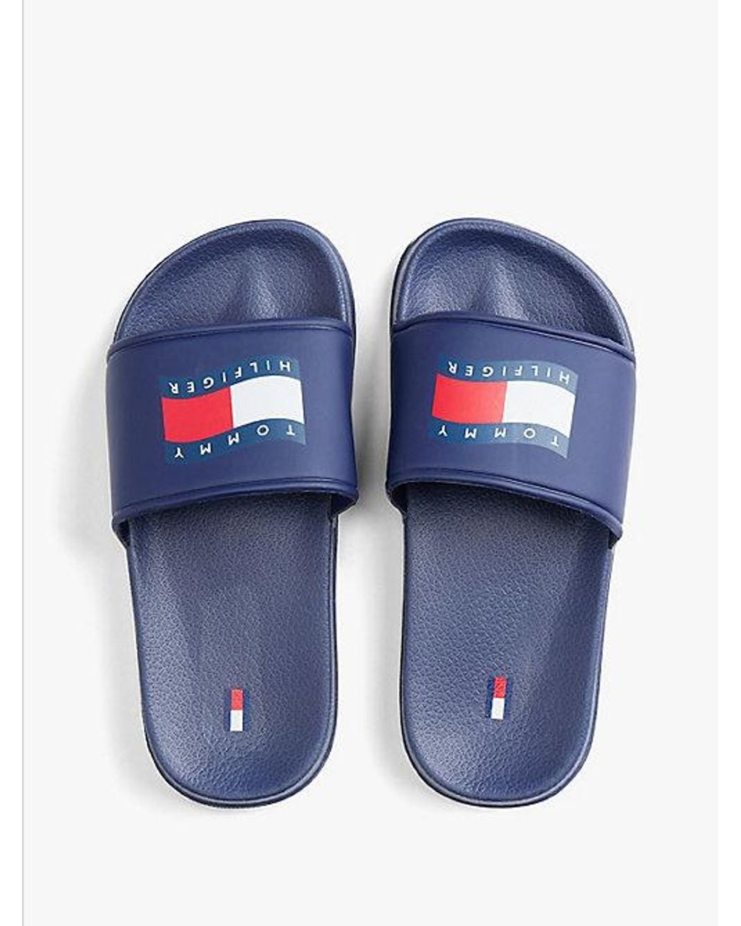 Tommy Hilfiger Blue Wavy Flag Pool Slides